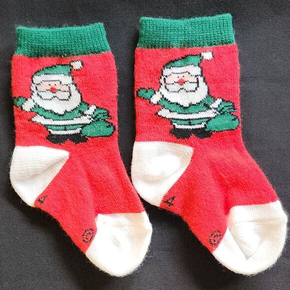Vintage 60's 70's Infant Baby Santa Socks Stocking Christmas Tree Ornaments - Picture 2 of 2